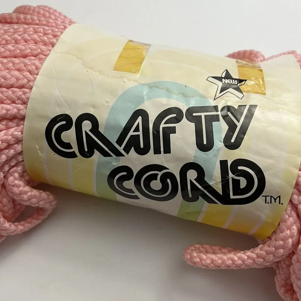 Vintage Crafty Cord Macrame 50 Yds Braided Knotting Cord Weaving Craft Knit Pink